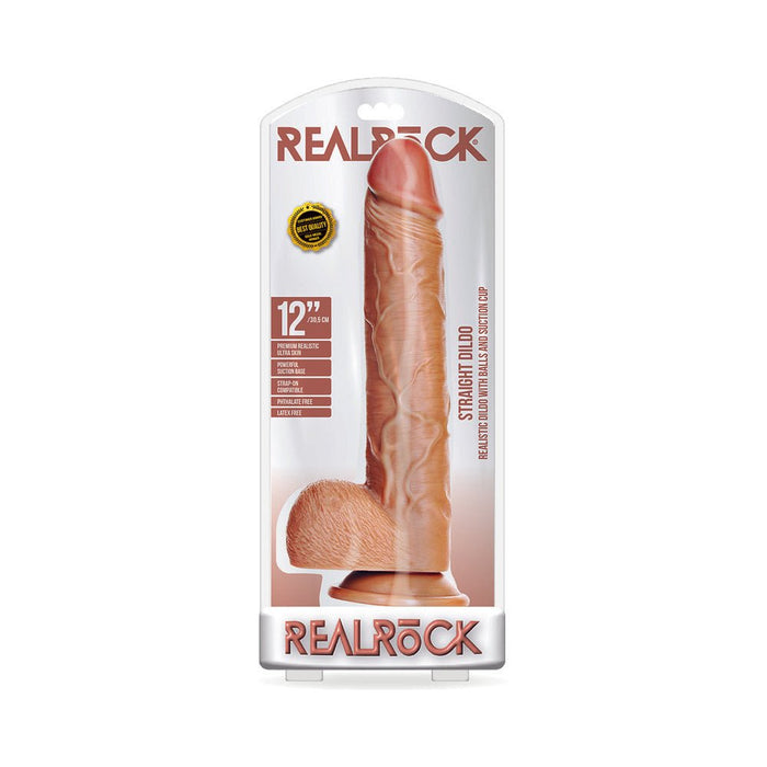 Realrock Straight W/balls 12 Tan - SexToy.com