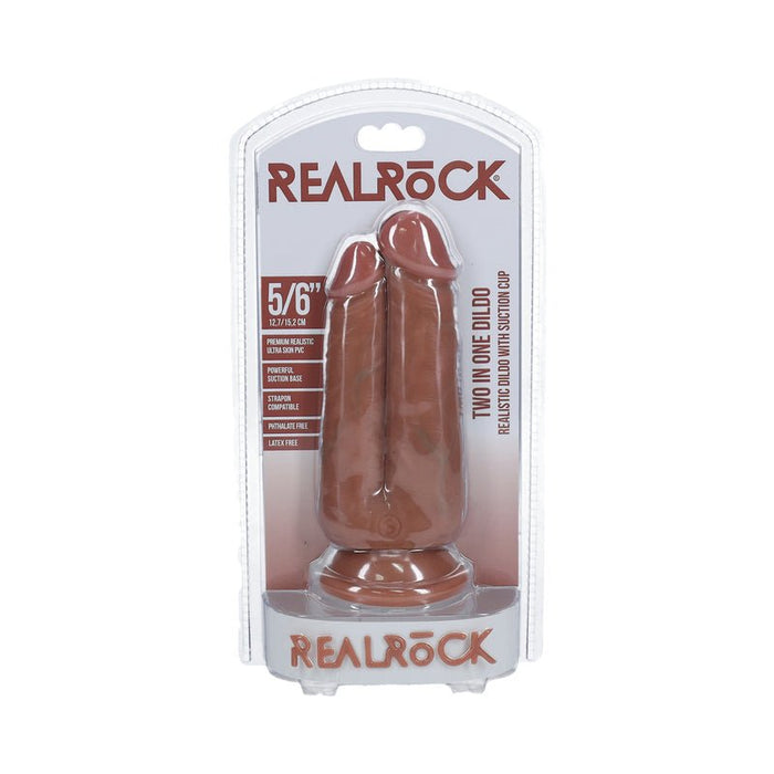 Realrock Two In One 5 In. / 6 In. Dildo Tan - SexToy.com