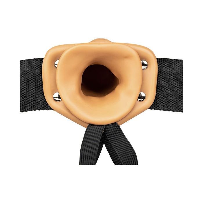 Realrock Vibrating Hollow Strap - on Without Balls 6 In. Caramel - SexToy.com