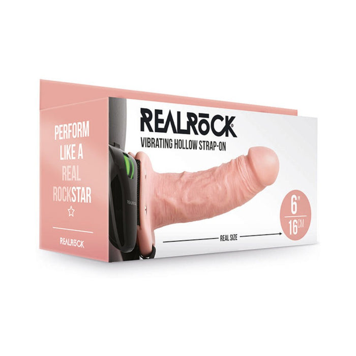 Realrock Vibrating Hollow Strap - on Without Balls 6 In. Vanilla - SexToy.com