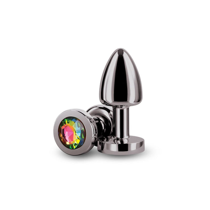 Rear Assets Petite Metal Anal Plug Gunmetal/rainbow - SexToy.com