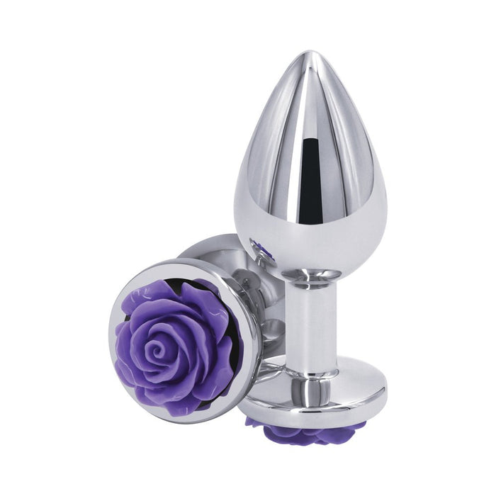 Rear Assets Rose Anal Plug - Medium - Purple - SexToy.com