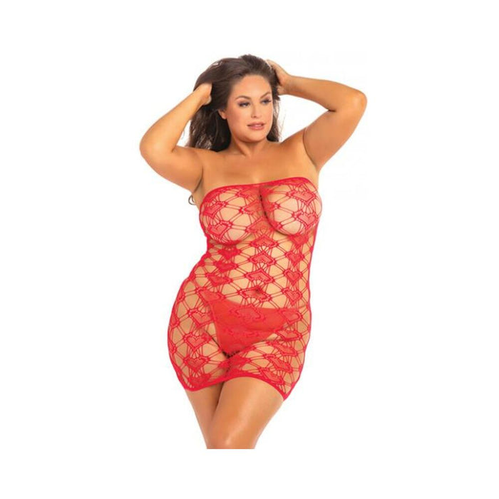 Rene Rofe Queen Of Hearts Tube Dress Red - SexToy.com