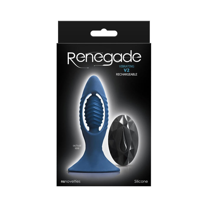 Renegade V2 Rechargeable Anal Plug With Remote - Blue - SexToy.com