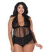 Retro Stretch Lace Halter Babydoll w/Panty (Higher Waist) Black QN - SexToy.com