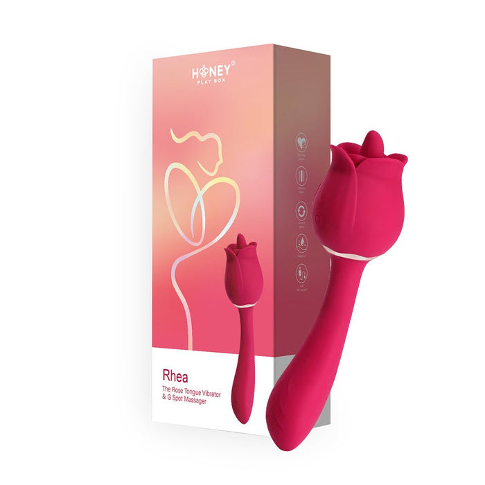 Rhea The Rose Clit Tongue Licking Vibrator And G - spot Massager Red - SexToy.com