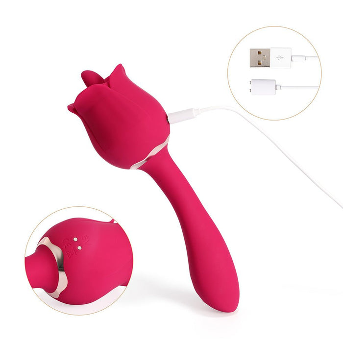 Rhea The Rose Clit Tongue Licking Vibrator And G - spot Massager Red - SexToy.com