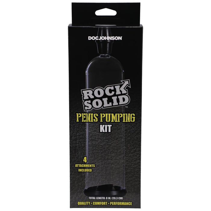 Rock Solid Penis Pumping Kit With 4 Attachments Black/clear - SexToy.com