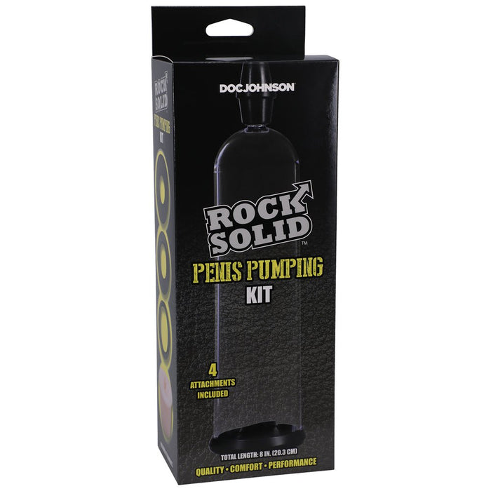 Rock Solid Penis Pumping Kit With 4 Attachments Black/clear - SexToy.com