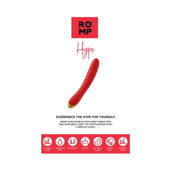 ROMP Hype Rechargeable G - Spot Vibrator Red - SexToy.com