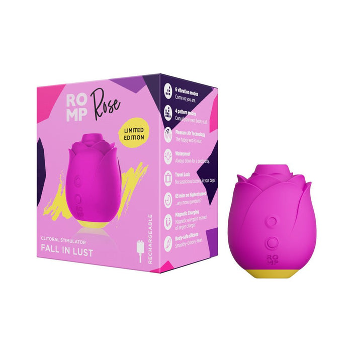 ROMP Rose Rechargeable Silicone Pleasure Air Clitoral Vibrator Pink - SexToy.com