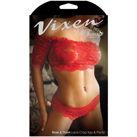 Rose & Thorn Lace Crop Top & Panty - L/xl - SexToy.com