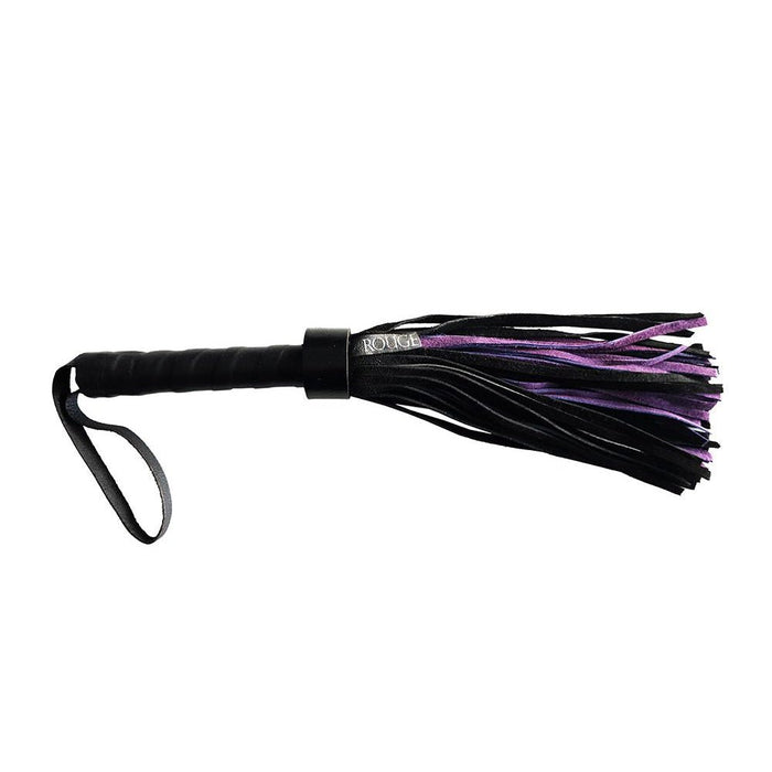 Rouge Short Suede Flogger Leather Handle Black/purple - SexToy.com