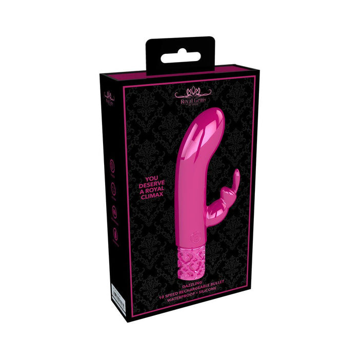 Royal Gems - Dazzling - Silicone Rechargeable Bullet - Pink - SexToy.com