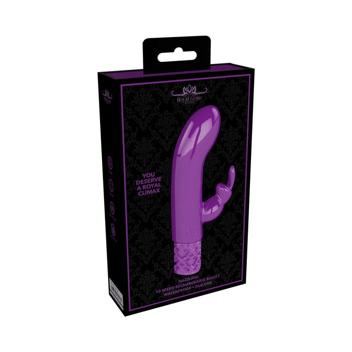 Royal Gems - Dazzling - Silicone Rechargeable Bullet - Purple - SexToy.com