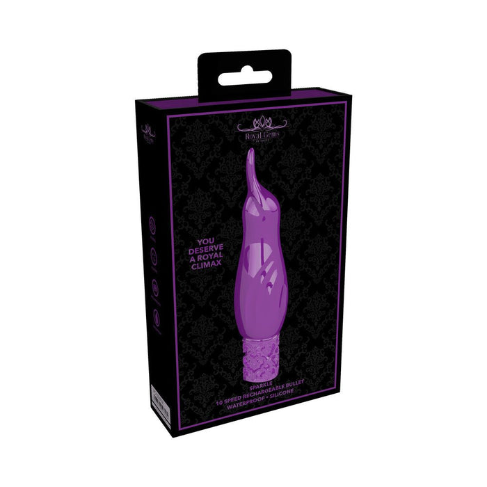 Royal Gems - Sparkle - Silicone Rechargeable Bullet - Purple - SexToy.com