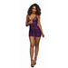 Ruched Sheer Front Zipper Chemise w/G - String Plum O/S - SexToy.com