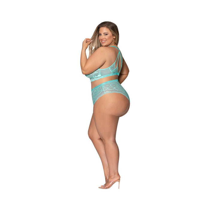 Seabreeze Strappy Back Cami & Short Turquoise 2X - SexToy.com