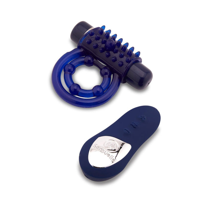 Sensuelle Remote Control Cockring 15 Function Rechargeable Waterproof - blue - SexToy.com