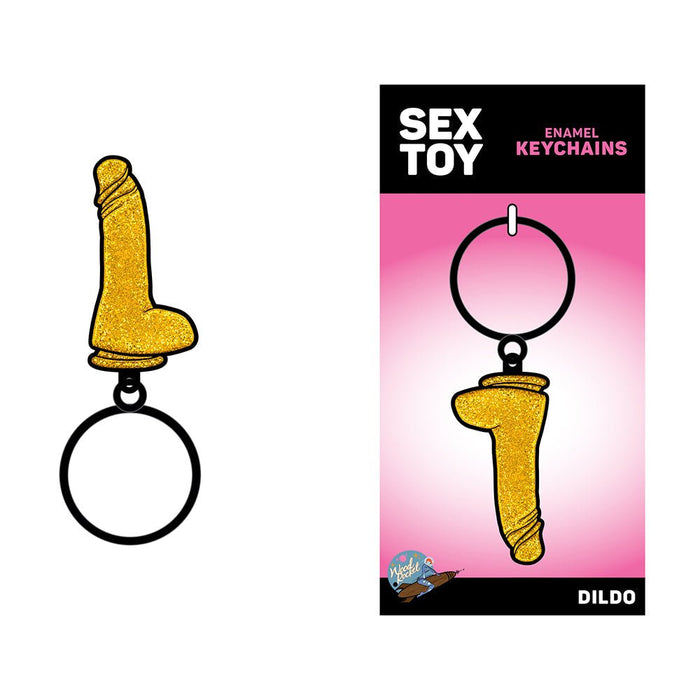 Sex Toy Keychain Gold Glitter Dildo - SexToy.com