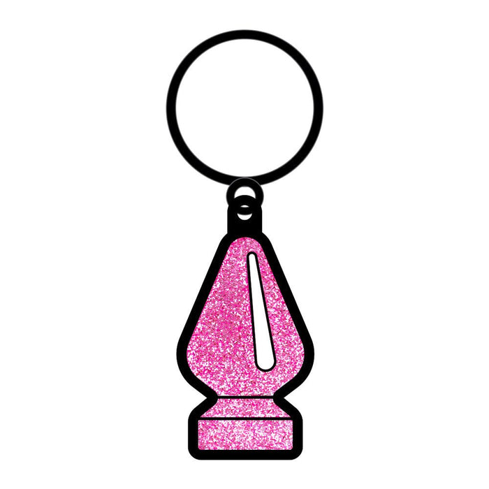 Sex Toy Keychain Pink Glitter Butt Plug - SexToy.com