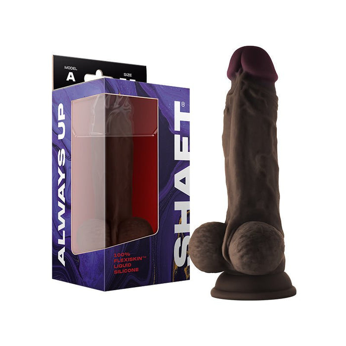 Shaft Model A Liquid Silicone Dong With Balls 7.5 In. Mahogany - SexToy.com