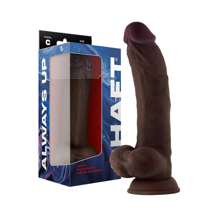 Shaft Model C Liquid Silicone Dong With Balls 9.5 In. Mahogany - SexToy.com