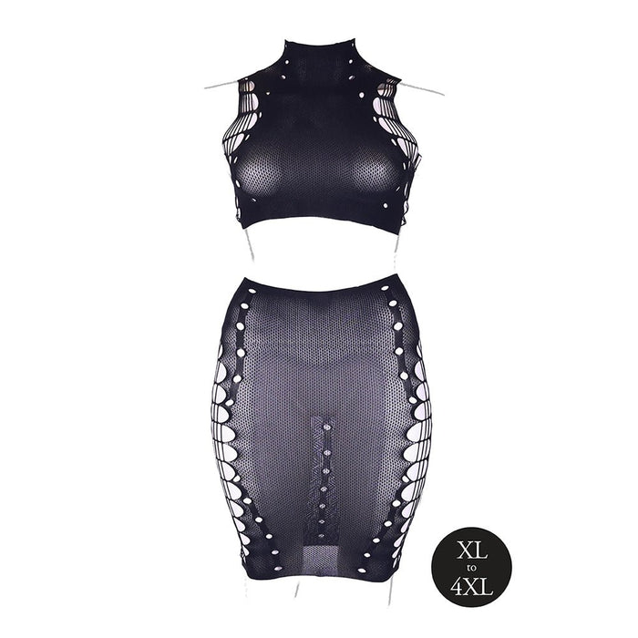 Shots Le Desir Shade Kala Xxxvii 2 - piece With Turtleneck, Crop Top & Skirt Black Queen Size - SexToy.com