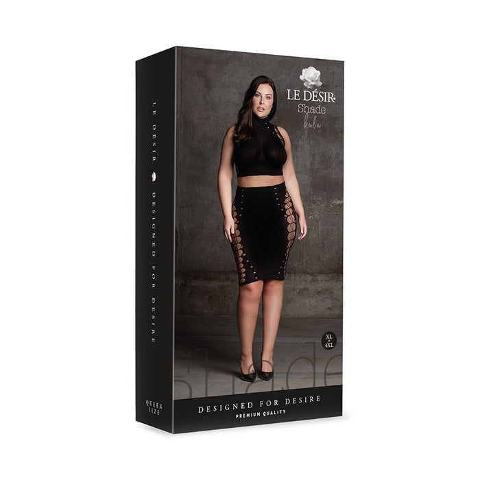 Shots Le Desir Shade Kala Xxxvii 2 - piece With Turtleneck, Crop Top & Skirt Black Queen Size - SexToy.com