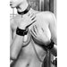 Shots Ouch Black & White Bonded Leather Collar w/Hand Cuffs - Black - SexToy.com