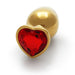 Shots Ouch! Heart Gem Butt Plug Large Gold/ruby Red - SexToy.com