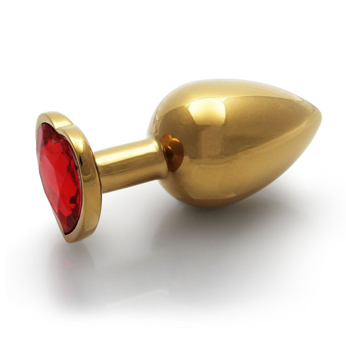 Shots Ouch! Heart Gem Butt Plug Large Gold/ruby Red - SexToy.com