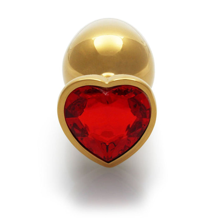 Shots Ouch! Heart Gem Butt Plug Large Gold/ruby Red - SexToy.com