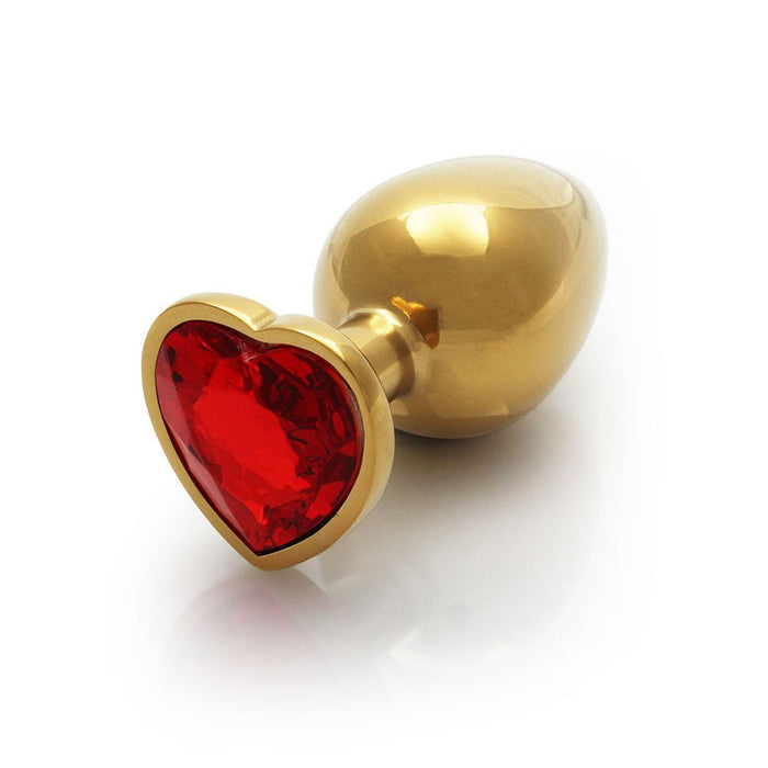 Shots Ouch! Heart Gem Butt Plug Large Gold/ruby Red - SexToy.com