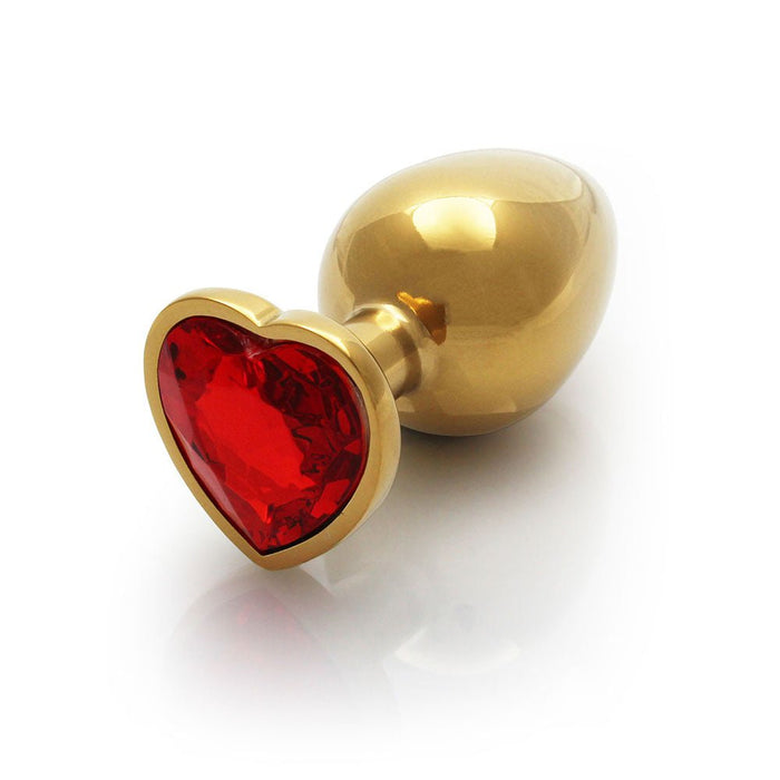 Shots Ouch! Heart Gem Butt Plug Medium Gold/ruby Red - SexToy.com