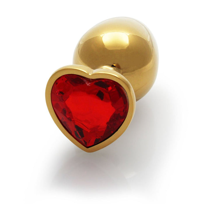 Shots Ouch! Heart Gem Butt Plug Medium Gold/ruby Red - SexToy.com