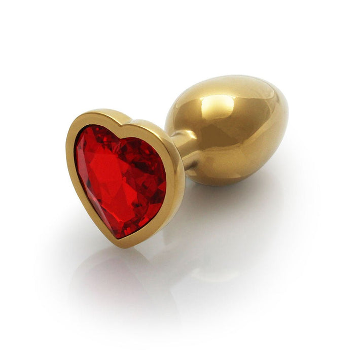 Shots Ouch! Heart Gem Butt Plug Small Gold/ruby Red - SexToy.com