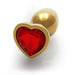 Shots Ouch! Heart Gem Butt Plug Small Gold/ruby Red - SexToy.com