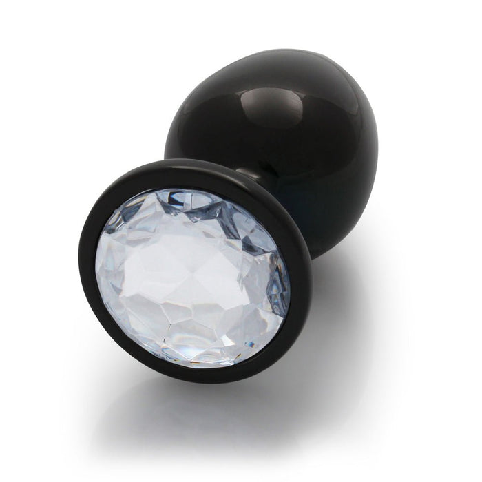 Shots Ouch! Round Gem Butt Plug Large Gunmetal/diamond - SexToy.com