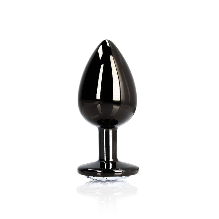 Shots Ouch! Round Gem Butt Plug Large Gunmetal/diamond - SexToy.com