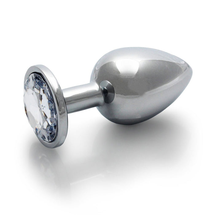 Shots Ouch! Round Gem Butt Plug Large Silver/diamond - SexToy.com