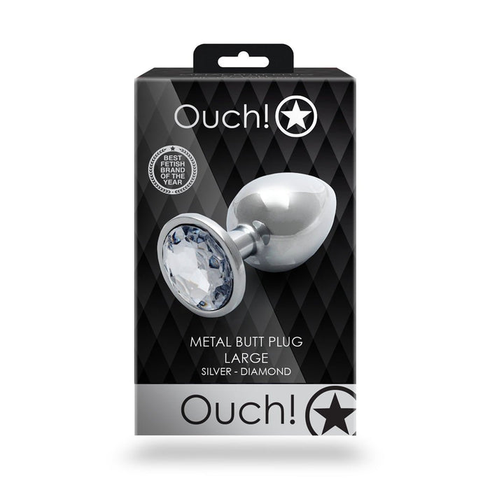 Shots Ouch! Round Gem Butt Plug Large Silver/diamond - SexToy.com