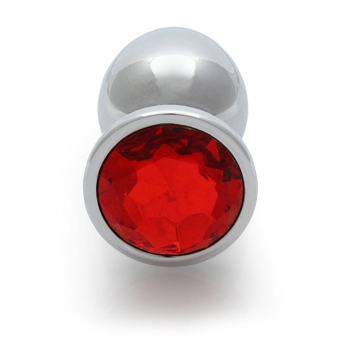 Shots Ouch! Round Gem Butt Plug Large Silver/ruby Red - SexToy.com