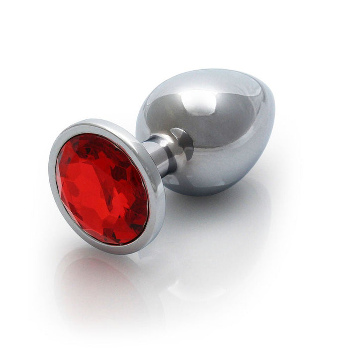 Shots Ouch! Round Gem Butt Plug Large Silver/ruby Red - SexToy.com