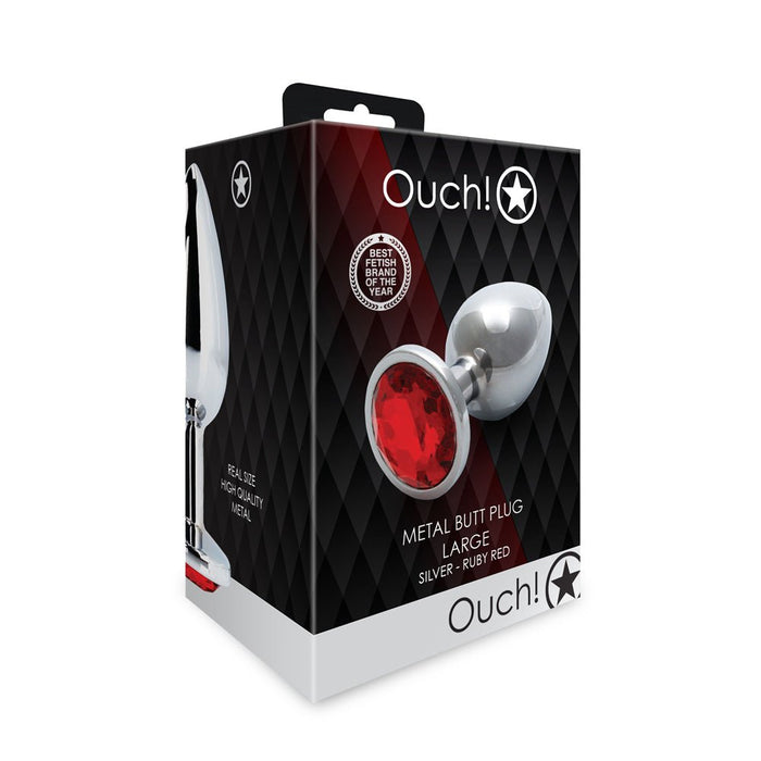 Shots Ouch! Round Gem Butt Plug Large Silver/ruby Red - SexToy.com