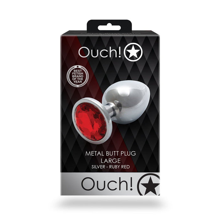 Shots Ouch! Round Gem Butt Plug Large Silver/ruby Red - SexToy.com