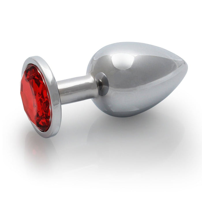 Shots Ouch! Round Gem Butt Plug Medium Silver/ruby Red - SexToy.com