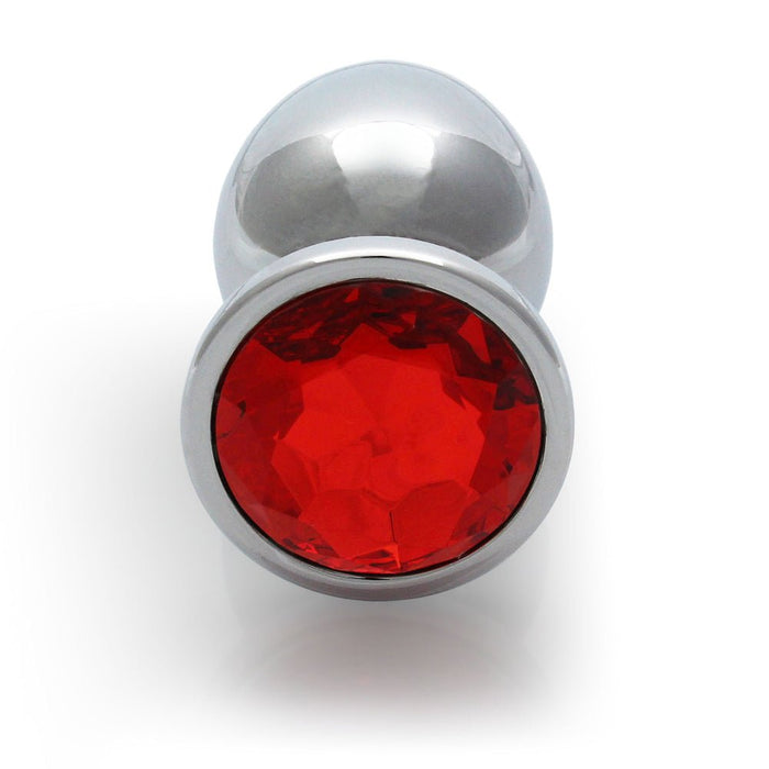 Shots Ouch! Round Gem Butt Plug Medium Silver/ruby Red - SexToy.com