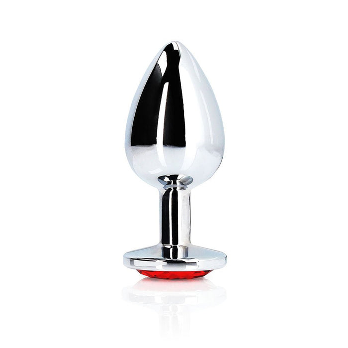 Shots Ouch! Round Gem Butt Plug Medium Silver/ruby Red - SexToy.com