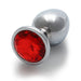 Shots Ouch! Round Gem Butt Plug Medium Silver/ruby Red - SexToy.com